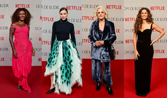 Alice Wegmann aposta em saia com franjas, Marieta Severo usa terno de veludo e Liniker chama atenção com vestido fúcsia na première de ‘Dom de Iludir’, nova série da Netflix; veja +15 looks dos famosos.
