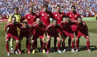 Seleção da Espanha tira foto antes de amistoso internacional contra El Salvador, parte dos preparativos dos espanhóis para o Mundial no Brasil, em 7 de junho de 2014.