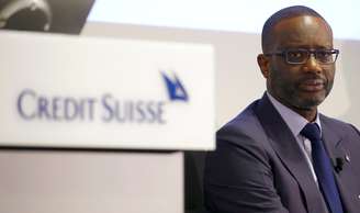 CEO do Credit Suisse, TIdjane Thiam, em coletiva com a imprensa.
02/14/2019.  REUTERS/
