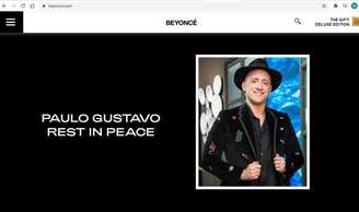 Beyoncé presta homenagem a Paulo Gustavo em seu site