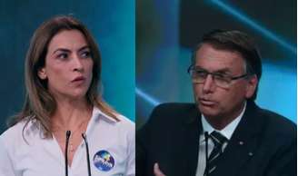 Soraya Thronicke (União Brasil) e Jair Bolsonaro (PL) participaram do debate presidencial.