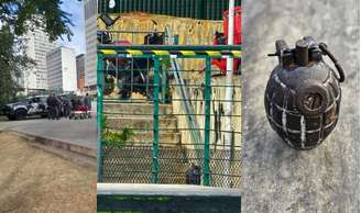 uma Granada ativa que foi encontrada por um morador em situação de rua na praça Roosevelt. Esquadrão anti bombas no local para desativar o artefato. FOTO: Rodolfo Mondoni/Estadão