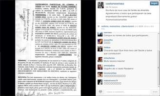 O cantor Caetano Veloso publicou uma foto da escritura da casa comprada para a família de Amarildo