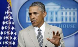 <p>O presidente norte-americano, Barack Obama, concede entrevista na Casa Branca, em Washington, nos Estados Unidos, nesta quinta-feira</p>
