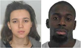 Foto de divulgação da polícia de Paris de Hayat Boumeddiene e  Amedy Coulibaly.