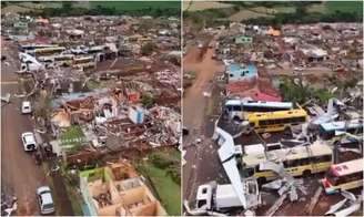 Cidade de Rio Bonito do Iguaçu, no Paraná, está devastada após tornado que atingiu a região na última sexta-feira, 7