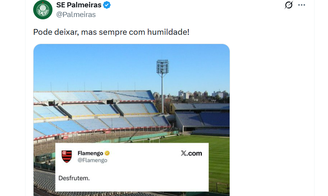 Palmeiras provoca Flamengo após eliminação e responde post do clube carioca: 'Sempre com humildade'
