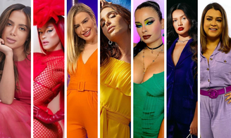 Famosas com as cores da bandeira LGBTQIA+ (Fotos: Instagram/Reprodução)