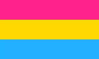 A bandeira do orgulho pansexual é representada por três faixas nas cores rosa, amarelo e azul - nessa sequência