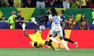 Goleiro Placide, do Haiti, na partida contra o Brasil válida pela primeira fase da Copa do Mundo 2026.