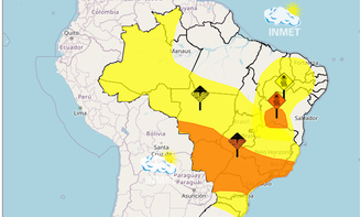 Inmet alerta para temporais em 6 estados nesta quarta-feira (14)