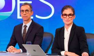 César Tralli e Renata Vasconcelos no Jornal Nacional (Imagem: Divulgação/Globo)