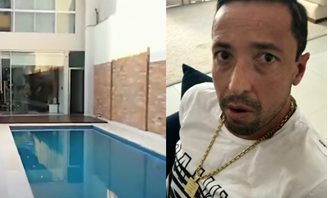 Marcelo e mansão de luxo onde vivia quando foi preso em 2018, no Paraguai