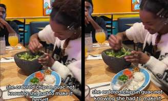 Cliente é surpreendida com ingredientes para preparar guacamole na mesa