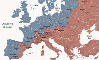Mapa hidrográfico da Europa