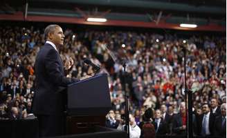 O presidente dos EUA, Barack Obama, discursa sobre reforma na imigração na Del Sol High School em Las Vegas, EUA. 29/01/2013