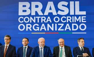 Presidente Luiz Inácio Lula da Silva durante o lançamento do Programa Brasil Contra o Crime Organizado, no Palácio do Planalto