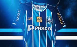 Camisa do Grêmio com o patrocínio máster da bet Pitaco