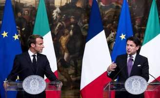 Emmanuel Macron e Giuseppe Conte durante reunião em Roma, na Itália, em setembro de 2019