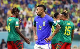 Gabriel Jesus durante a partida da seleção brasileira contra Camarões