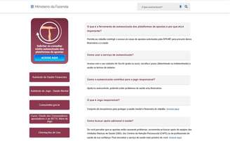 Acesso à plataforma de autoexclusão de sites de apostas ocorre pelo site do Ministério da Fazenda.