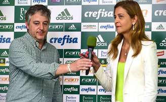 Paulo Nobre e Leila Pereira no lançamento de uniforme do Palmeiras, em 2016