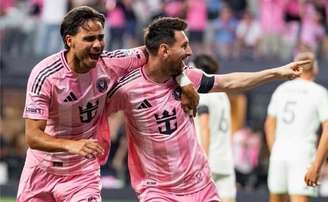 Divulgação - Legenda: Messi comemora seu primeiro gol no novo estádio do Inter Miami - Divulgação