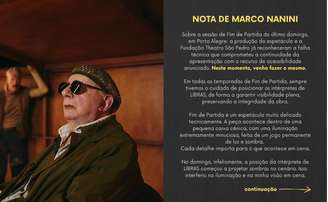 Marco Nanini se desculpou após polêmica com intérprete de Libras em apresentação em Porto Alegre, no último domingo, 18
