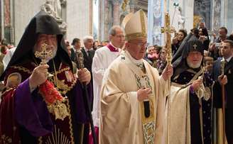 O papa Francisco durante celebração pelos 100 anos do "martírio armênio", no Vaticano, em 12 de abril