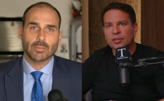 Montagem com Eduardo Bolsonaro (à esquerda) e Alexandre Ramagem (à direita)
