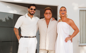 Poliana Rocha com Zé Felipe e o cantor Leonardo