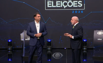 Flávio Bolsonaro e Lula no primeiro debate na Band