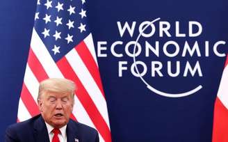Presidente dos EUA, Donald Trump, durante Fórum Econômico Mundial em Davos, Suíça 
21/01/2020
REUTERS/Denis Balibouse
