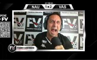 Fabio Azevedo viralizou em narração do empate em 2 a 2 entre Vasco e Náutico (Reprodução / Twitter)