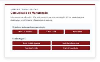 Site do STM segue fora do ar nesta terça-feira, dia 14 de julho