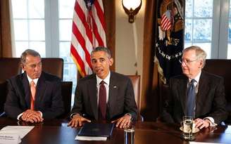 Presidente dos Estados Unidos, Barack Obama, se reúne com líderes do Congresso na Casa Branca, em Washington. 13/01/2015