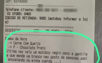 Cliente teria feito pedido e solicitado que entregador fosse uma pessoa branca.