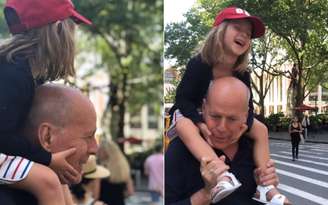 Bruce Willians com a caçula Evelyn, de 8 anos