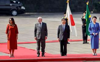 Lula e Janja foram recebidos pelo imperador Naruhito e pela imperatriz Masako na manhã de terça-feira (25/03, no horário de Tóquio)