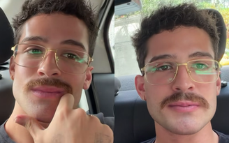 João Guilherme aparece sem barba e adota "bigode grosso".  