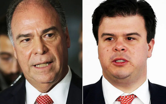 Montagem com fotos do ex-senador Fernando Bezerra Coelho e o filho dele, deputado Fernando Bezerra Coelho Filho (União-PE)