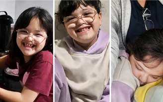 Eduarda Barbosa, de 9 anos, em imagens do vídeo publicado pela mãe sobre o episódio de riso involuntário / Montagem: SaúdeLab Crédito: Reprodução/Instagram