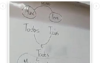 A professora tentava explicar a utilização de "todes"