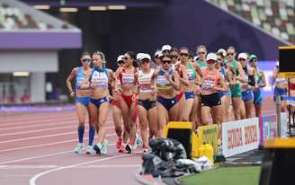 Prova de marcha atlética feminina no Mundial de Atletismo de Tóquio 2025 (Foto: Fernanda Paradizo)
