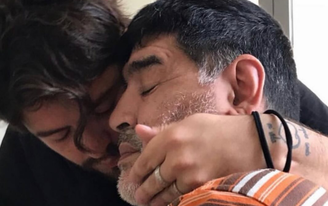 Maradona Júnior e filho em postagem nas redes sociais 