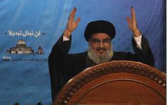 <p>Hassan Nasrallah expressou sua solidariedade com Gaza durante o Dia de Jerusalém, em Beirute, em 25 de julho</p>