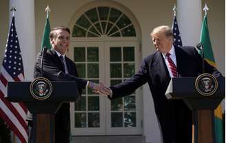 Presidente dos EUA, Donald Trump, e presidente Jair Bolsonaro na Casa Branca, em Washington
19/03/2019
REUTERS/Kevin Lamarque