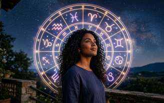 Roda do zodíaco com os signos destacados de abril de 2026 e seus símbolos astrológicos