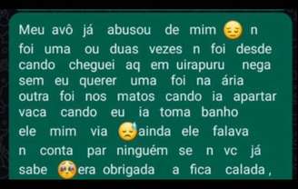 Menina fez a denúncia dos abusos por mensagem de texto