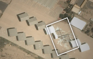 Hangares danificados na base aérea Ali Al Salem, no Kuwait